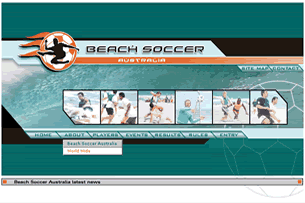 Beach Soccer Australia  website splash page
