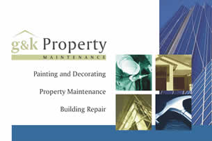 G&K Property Maintenance logo and business card image